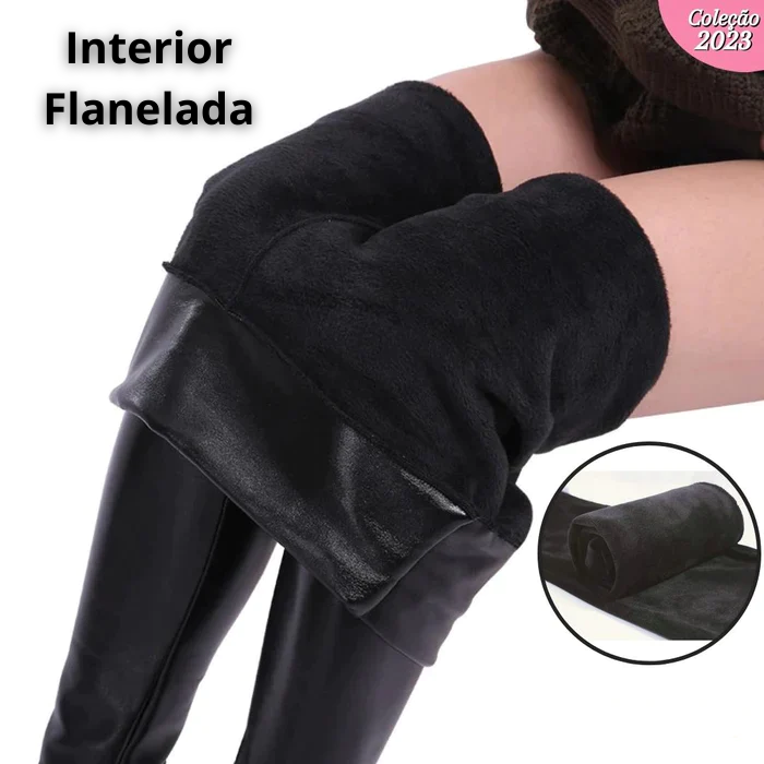 Calça de Couro Flanelada - HotLeg