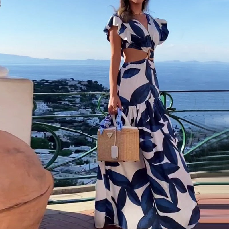 Vestido Longo Azul Santorini