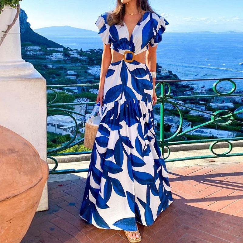 Vestido Longo Azul Santorini