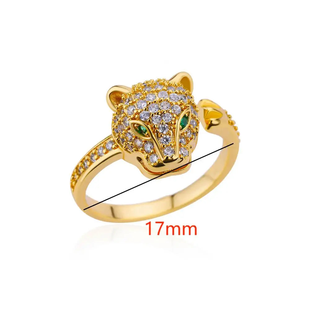 Anel Feminino de Ouro Leopardo Ajustável