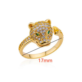 Anel Feminino de Ouro Leopardo Ajustável