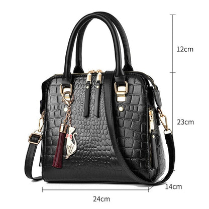 Bolsa Feminina de Couro Gold Design Crocodilo