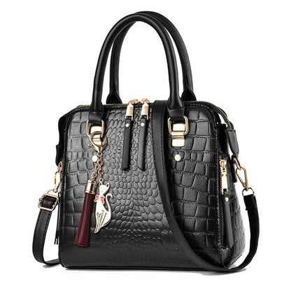 Bolsa Feminina de Couro Gold Design Crocodilo