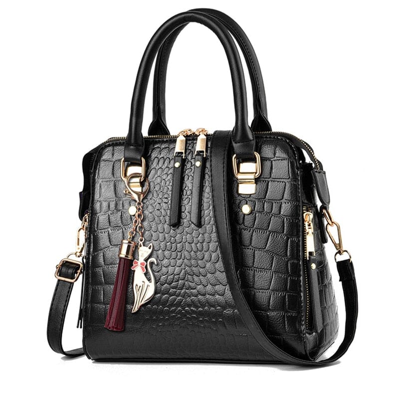 Bolsa Feminina de Couro Gold Design Crocodilo