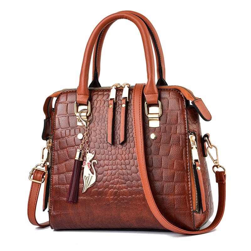 Bolsa Feminina de Couro Gold Design Crocodilo