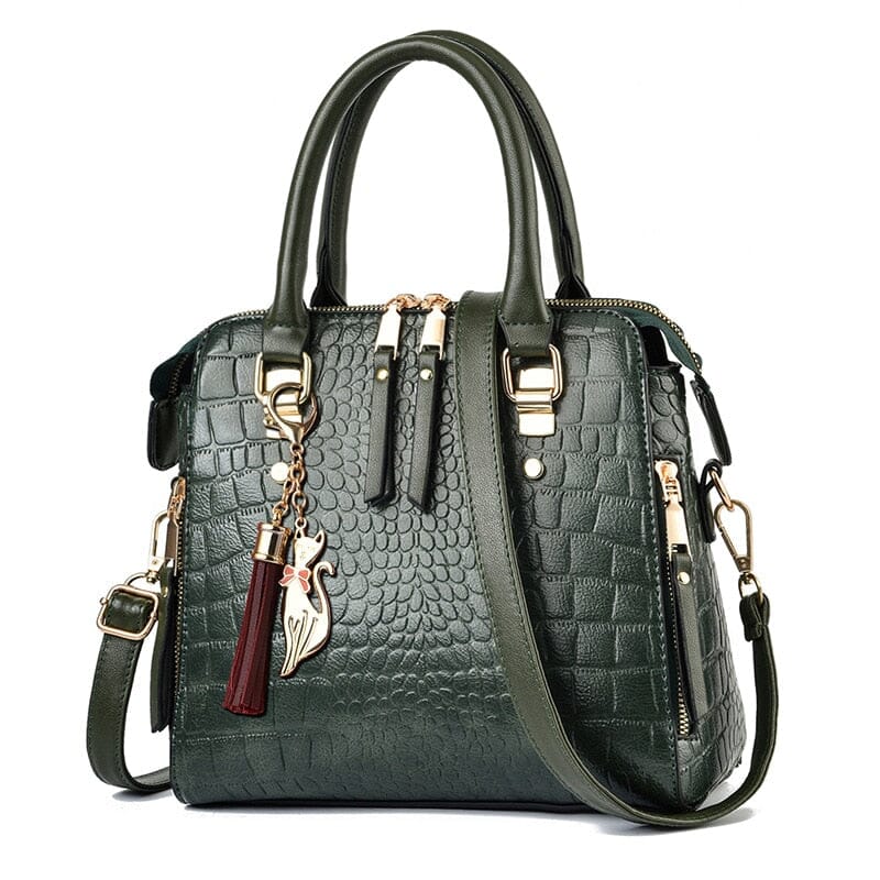 Bolsa Feminina de Couro Gold Design Crocodilo