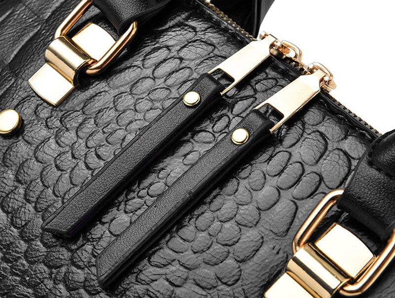 Bolsa Feminina de Couro Gold Design Crocodilo