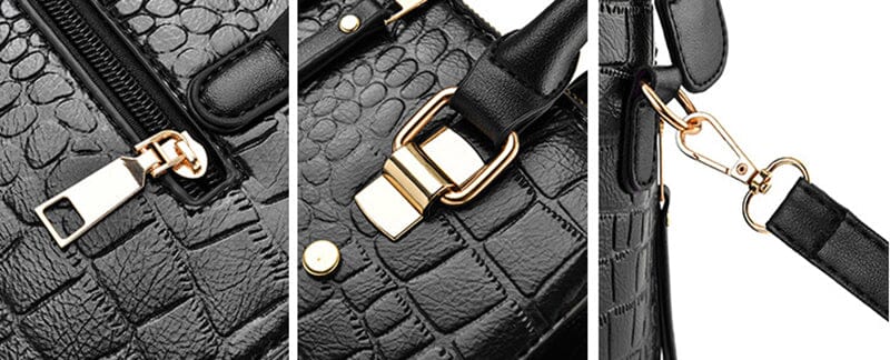 Bolsa Feminina de Couro Gold Design Crocodilo