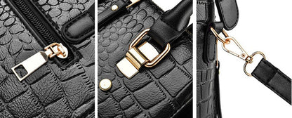 Bolsa Feminina de Couro Gold Design Crocodilo