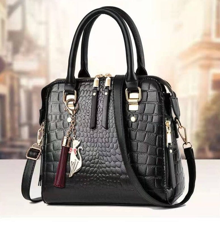 Bolsa Feminina de Couro Gold Design Crocodilo