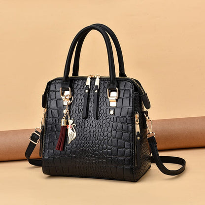 Bolsa Feminina de Couro Gold Design Crocodilo