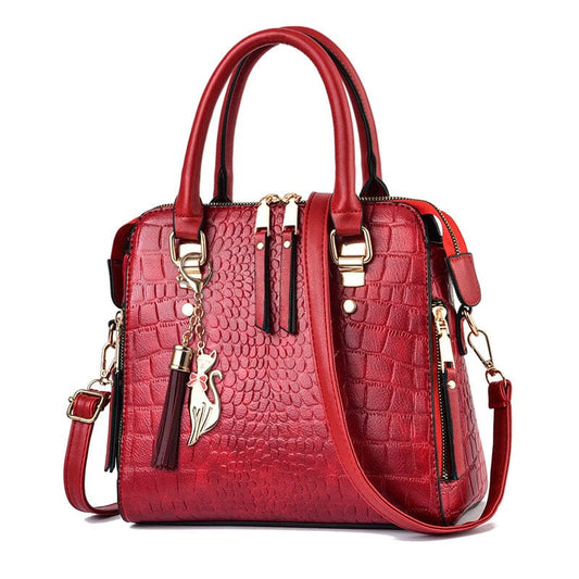 Bolsa Feminina de Couro Gold Design Crocodilo