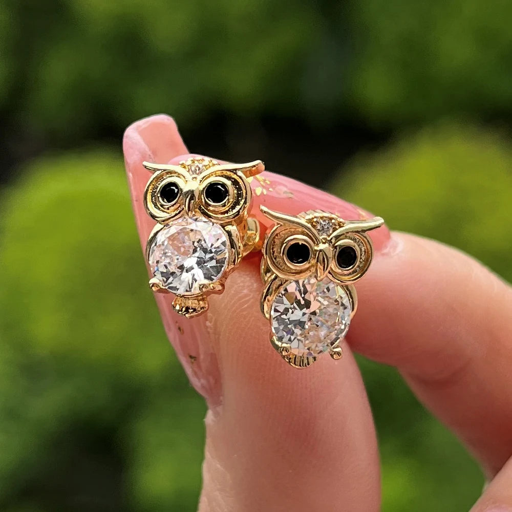 Brinco Feminino de Ouro Owl Charm