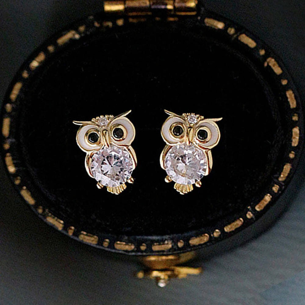 Brinco Feminino de Ouro Owl Charm