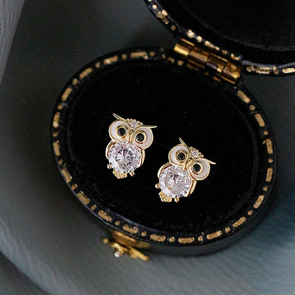 Brinco Feminino de Ouro Owl Charm