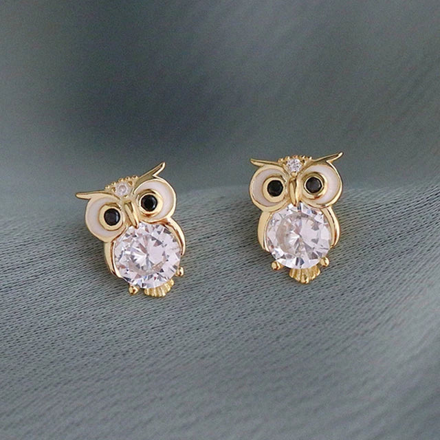 Brinco Feminino de Ouro Owl Charm