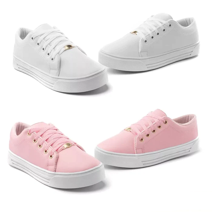 Kit 2 Pares Tênis Feminino Casual Confortável