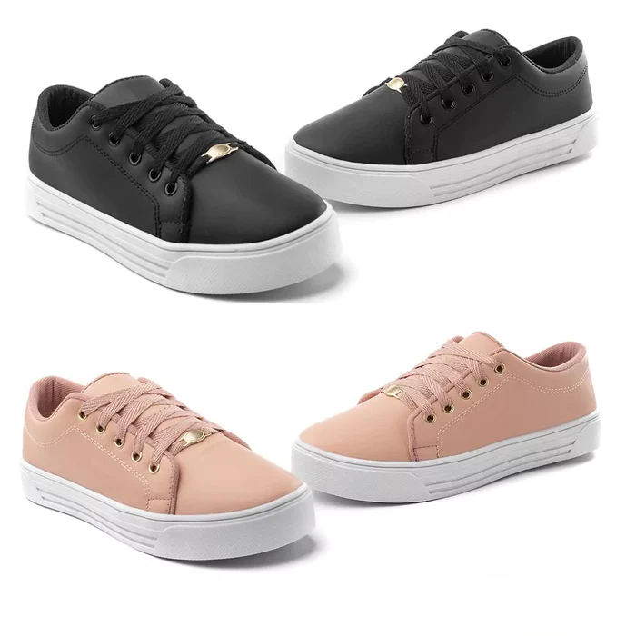 Kit 2 Pares Tênis Feminino Casual Confortável